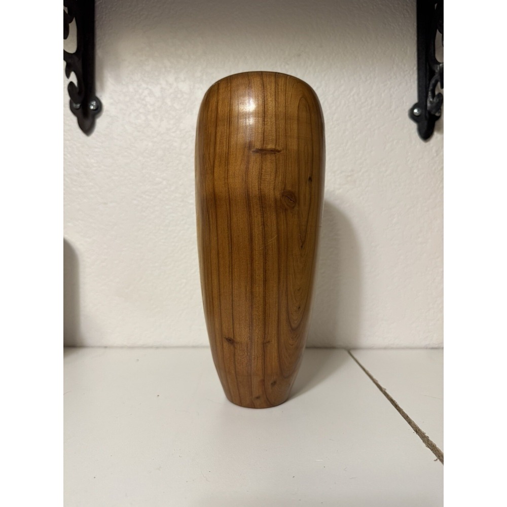 Vintage Wood‎ Vase Signed Redwood R L Phillips